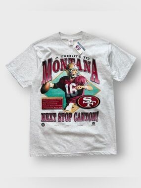 Vintage NWT 49ers Game Day Tribute to Joe Montana Shirt, Next Stop Canton, NEW L